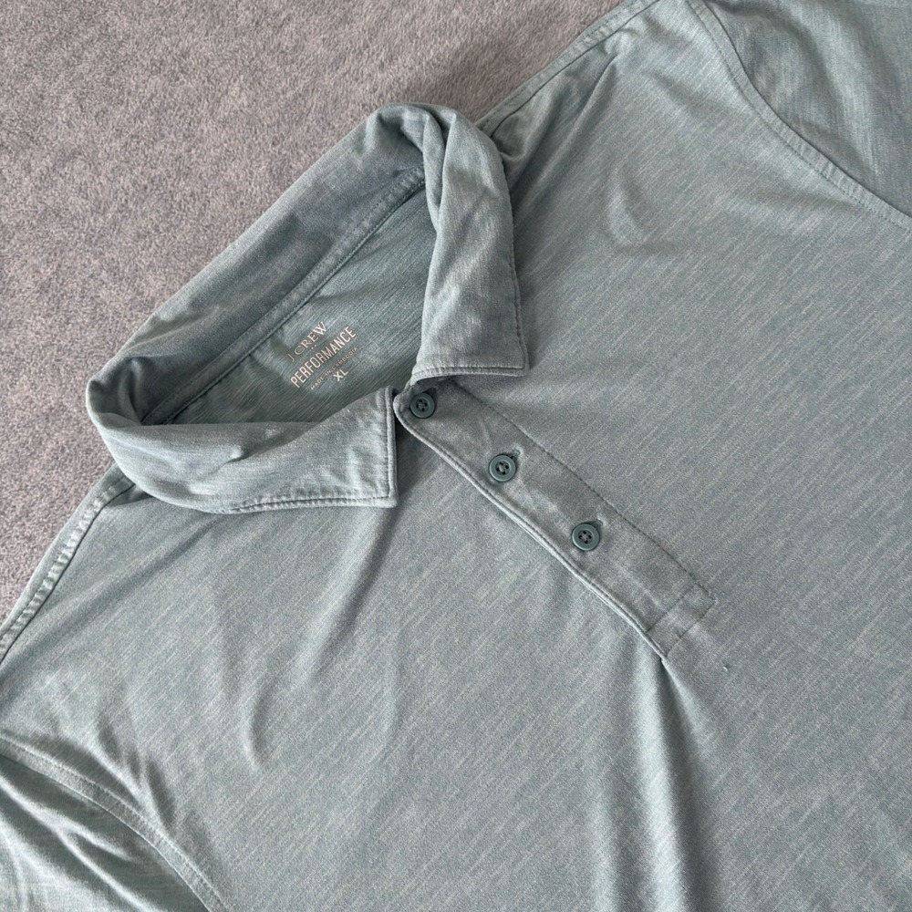 J.Crew Performance Polo Shirt Mens XL Sage Green Heathered Stretch Short Sleeve
